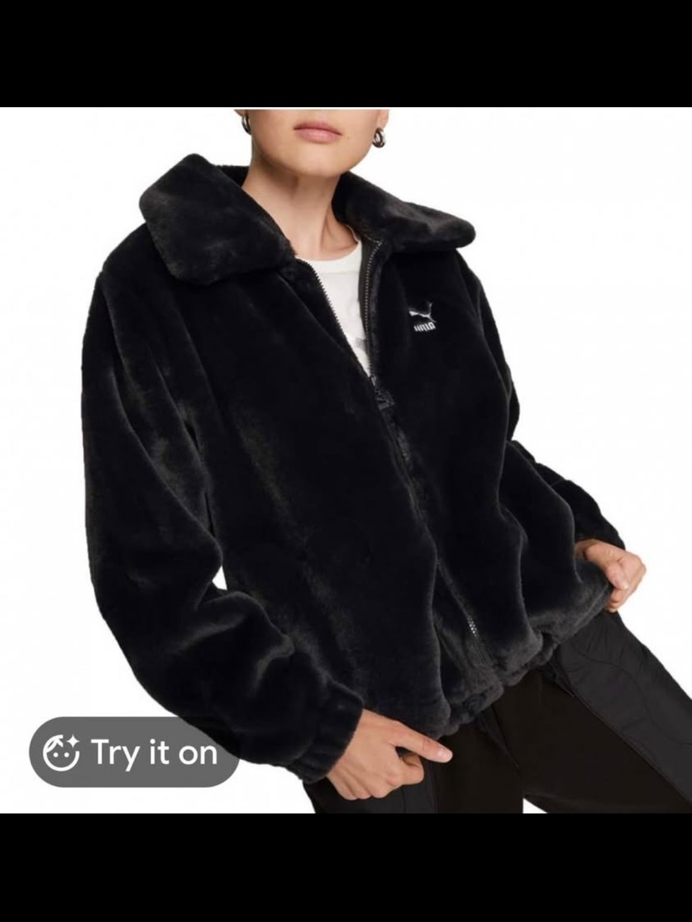 Puma Black Plush Teddy Jacket with Zip